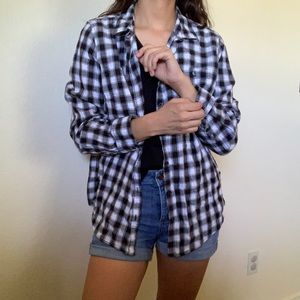 Black and white plaid button down